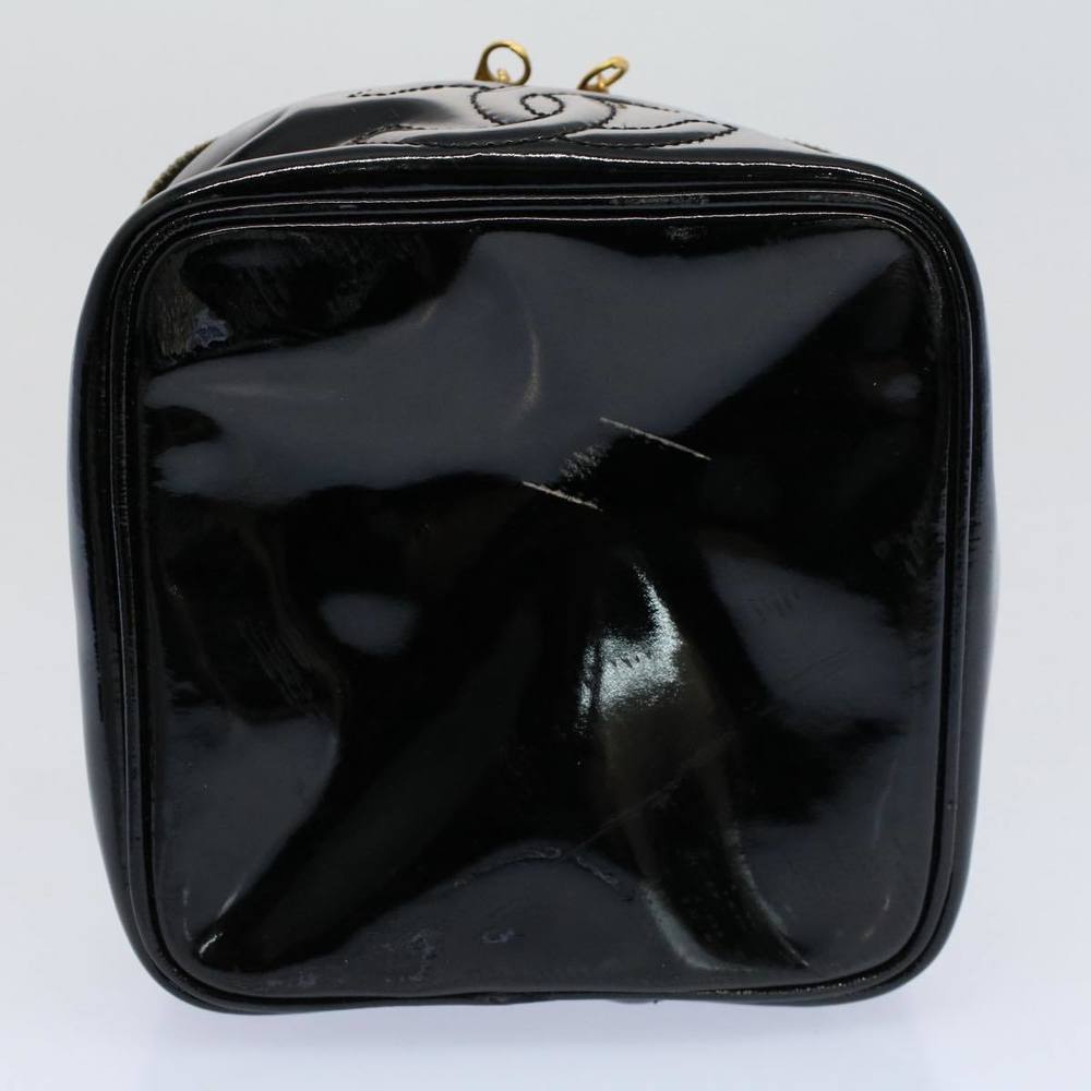 CHANEL Vanity Cosmetic Pouch Patent leather Black CC Auth yb378 - Picture 5 of 16